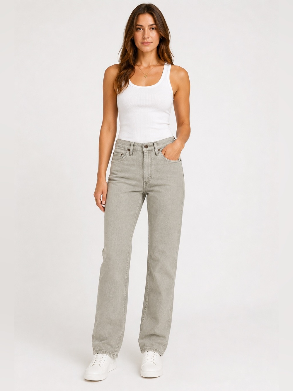 Wrangler Women's Straight Leg Jeans in Light Gray